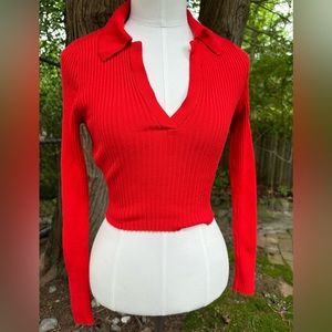 H&M ribbed v-neck long sleeve sweater
